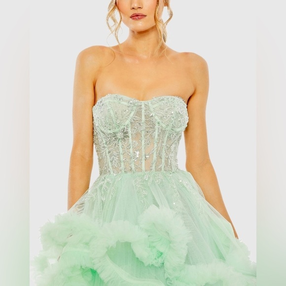 MAC DUGGAL 20542 NWT Strapless Corset Detail Tulle Layered Gown - Picture 3 of 11